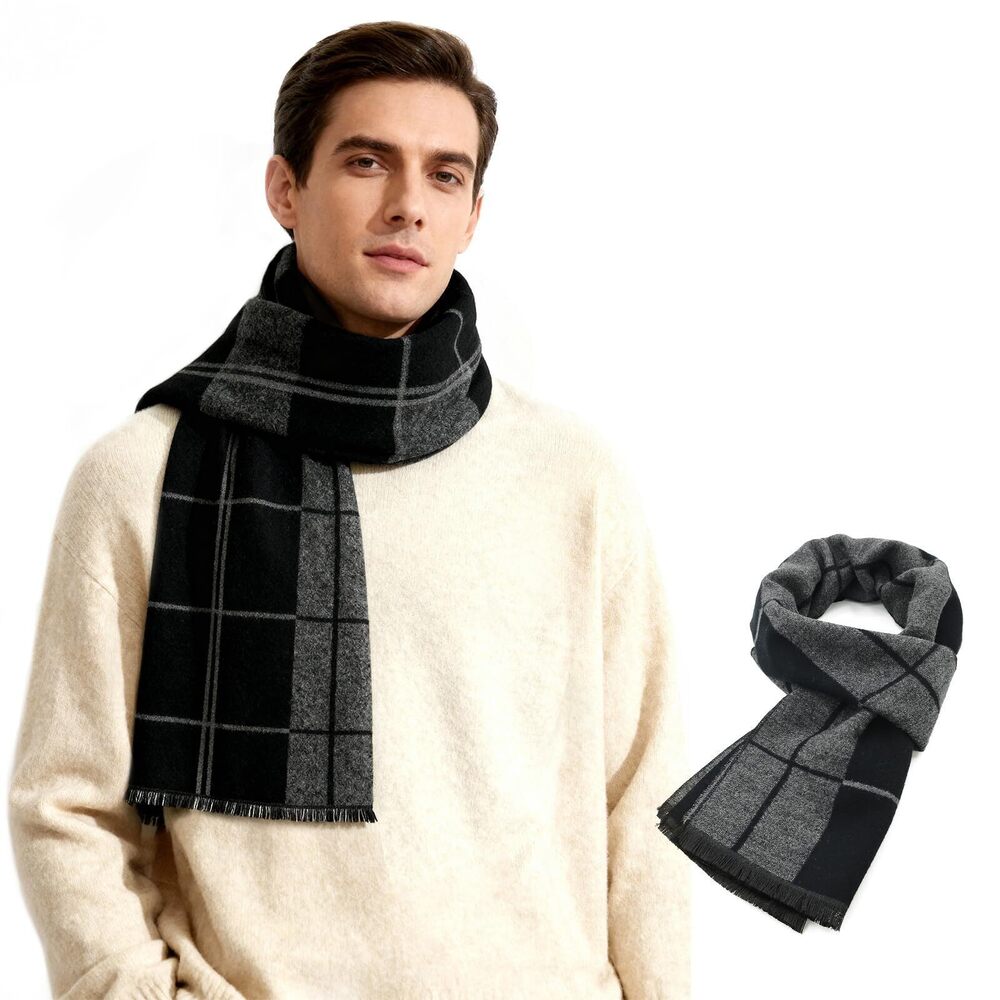 2542 Winter Scarf Classic Plaid Tassel Scarfs Long Thick Warm Scarf Soft